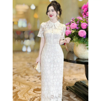 [FREE SHIP] Váy Ren Hàn Hoa Nổi Cao Cấp MDU4435, Váy Dáng Ôm Dài Thanh Lịch Xẻ Tà Sau Quyến Rũ, Dự T