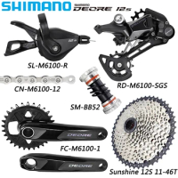 SHIMANO Deore M6100 12 Speed Groupset 12v Derailleurs FC-M6100-1 Crankset CN-M6100 Chain 46T/50T/52T Cassette for MTB Bike