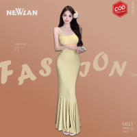 Newlan QZ238 Women's Plain Spaghetti Strap Sleeveless Dresses Long Dress Party Bodycon Tanktop Maxi 