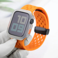 Case+Strap for Apple Watch Band Ultra 2 49mm 42mm 44mm 40mm Silicone Bracelet TPU Case Iwatch Series 9 8 7 6 SE 5 4 45mm 41mm