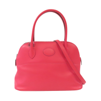 【二手名牌BRAND OFF】HERMES 愛馬仕 極緻粉 Swift皮革 Bolide27 柏莉包 兩用包 銀扣 C刻