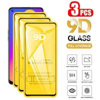 9D ฝาครอบเต็ม 9H กระจกนิรภัยใสพิเศษ 3 ชิ้น เข้ากันได้กับ OPPO A52, A72, A92, A53, A32, A33, A54, A55