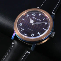Luxury Automatic Watch Men Titanium Bronze Watches Moonscape Dial Mechanical Wristwatches Mysterious Code Vintage Clocks No Logo