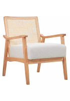 Joy Design Studio Vadmir Rattan Lounger Armchair Natural Frame Beige Cushion Color