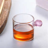 1pcs 120ml Espresso Cups small Cups Home Glass Ball Handle Coffee Cup Tea Water Cup Saucer Steak Juice Bucket Kitchen Decor