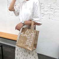 小 防水牛皮紙包 透明包 果凍包 塑膠 牛皮紙 袋 包 手提袋 字母 英文 韓國 歐美 ANNA S.369