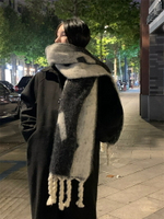 冷淡灰~韓國冬季加厚保暖圍脖女高級感氣質馬海毛圍巾百搭披肩潮