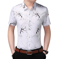 Men Clothes 2020 Summer New Men's Shirt Fashion Casual Print Slim Short Sleeve Shirt Men Tops Brands Plus Size 5XL 6XL 7XL