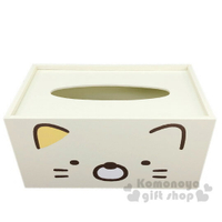 小禮堂 角落生物 貓咪 木製滑蓋面紙盒《黃.大臉》紙巾盒.收納盒