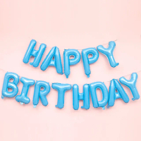 【六分埔禮品】可懸掛Happy Birthday生日快樂鋁箔氣球-藍(Ins風生日派對慶生HBD裝飾佈置串旗拉旗立體氣球)