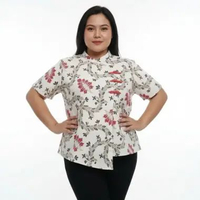 BAJU IMLEK BLOUSE CHEONGSAM BATIK CREAM 331 B WANITA PREMIUM JUMBO BIG SIZE XXL XXXL BRANDED QIPAO C