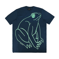 【Paul Smith】PAUL SMITH燙印藝術字體LOGO大眼青蛙圖案設計純棉短袖T恤(男款/深藍)