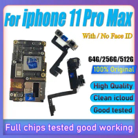 Original Unlocked Logic Board For iPhone 11 Pro Max Motherboard Clean iCloud Support iOS Update Full Chips Face ID Mainboard