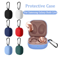 Silicone Protective Case for Samsung Galaxy Buds Live Bluetooth Headphone Cover Buckle Charging Compartment Soft Storage Case