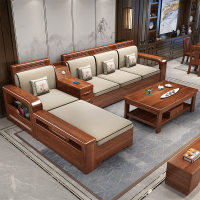 金絲胡桃木沙發中式實木沙發組合冬夏兩用客廳帶儲物沙發