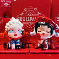 SP SKULLPANDA Red Dreadlocks Queen Beret Diva Figurine Dolls Kawaii Figure Toy Collection Doll Girl Gift XMAS