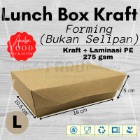 50set- Paper Food box Extra Medium, Medium & Large lunch tray kertas kraft laminasi NESTO rice noodl