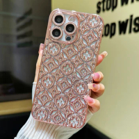 Cellphone Accessories Phone Case Casing For iPhone 14 13 12 11 15 Pro Max Cover Jewelled Gradient Glitter Diamond flower Clear