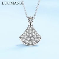 Luomansi 0.6CT Moissanite Dress Necklace with GRA Certificate S925 Silver Super Flash Jewelry Wedding Party Woman Gift
