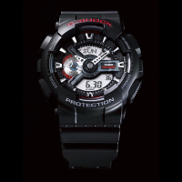CASIO 卡西歐 G-SHOCK 經典紅黑重機雙顯手錶 送禮首選-55mm GA-110-1A