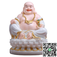 慈緣閣漢白玉彌勒佛菩薩大肚笑佛招財擺件開心彌勒佛佛像家用供奉