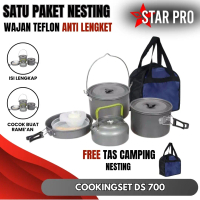 Cooking Set DS 700 / Cooking set camping outdoor / Alat masak camping wajan dan teko