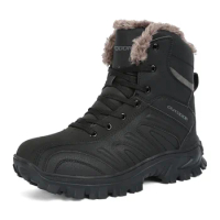 Plus Size 48 Men's Winter Outdoor Hiking Shoes High-Top Warm Cotton Boot