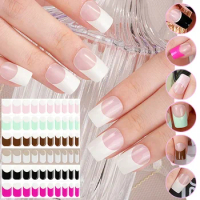 French Black/White Semi-Cured Gel Nail Patch Slider Adhesive Waterproof Long Lasting Full Cover Gel Nail Sticker UV Lamp Needed