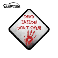 JumpTime 13cm x 13cm Bloody DEAD INSIDE DONT OPEN ZOMBIE Car Stickers Decal Window Vinyl Wrap Bumper Rear Windshield