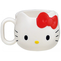 【小禮堂】HELLO KITTY 造型單耳塑膠杯 240ml 《白大臉款》(平輸品) 凱蒂貓