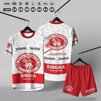 SODA SINGHA (Singha Soda) Microfiber Men'S Casual Suit Summer Short-Sleeved T-Shirt + Shorts 2-Piece