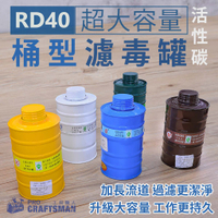 《工具職人》RD40大容量桶型濾毒罐/活性碳過濾罐 3M防毒面罩7502防毒面具6200防塵濾棉 醫療N95口罩噴漆農藥