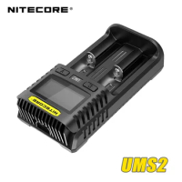 NITECORE UMS2 Intelligent USB Dual-slot Battery Charger QC Fast Charging Plug for IMR Li-ion LiFePO4 Rechargeable Batteries