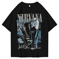 Oversized Nirvana Guitar Tshirt | Kaos Streetwear Unisex Tee Combed Panjang Sablon Tangan Pria Baju 