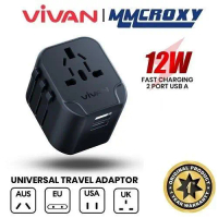 [ Tata Mall ]  |   Vivan VPS-T002A Travel Adaptor Universal Multi Country QC 12W Adapter - VPS-T002A
