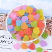 10pcs Cute Resin Love heart Candy Charms For Slime Filler DIY Cake Ornament Phone Decoration Resin Charms Slime Supplies Toys