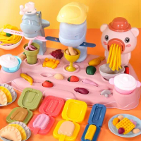 Pig Noodle Machine Tool Set Colored Clay Children's Toy Rubber Mud Mold Handmade Playdough Pretend Play Kit fidget toys