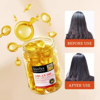 30pcs Argan Oil Hair Care Capsules Lock Im Moisture Serum For Damaged Frizzy Hair Hydrating Frizz Ease Silky Shiny Hair Essence