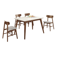 文創集 韋斯卡實木4.3尺雲紋石面餐桌布餐椅組合(一桌四椅組合)-130x80x77cm免組