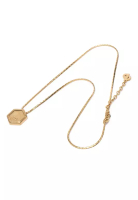 Dior 二手迪奧鍍金六角形Logo吊墜項鍊