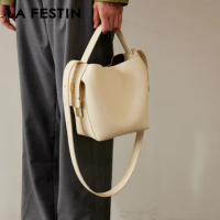 LA FESTIN Original Brand Genuine Leather Ladies Handbag Shoulder Crossbody Bag Portable Bucket Bag Female Bags Women's bag