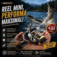 TaffSPORT Reel Pancing Mini Spinning Fishing Reel 4.3:1 100 Hitam