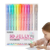 3D Jelly Pen Jelly Roll Gel Pen 3D Gel Ink Pens Set For Coloring Books Colored Fine Point Markers For Kids Adult Doodling
