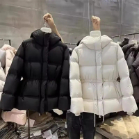 Áo Khoác Nữ Mùa Đông Có Mũ Lót Bông Dáng Parka Định Eo Ám Áp