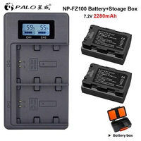 NP-FZ100 NPFZ100 NP FZ100 Battery+LCD Dual USB Charger+Storage Box for Sony NP-FZ100, BC-QZ1, Sony a9, a7R III, a7 III,A6600