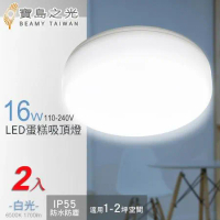 【寶島之光】16W LED 蛋糕吸頂燈(白光/自然光/黃光) /2入組合 Y6S16