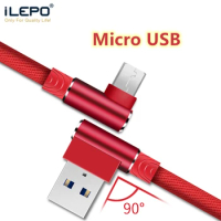 Micro USB Data Charge Cable for Samsung S5 S6 S7 A3 A5 J5 J7 Xiaomi Redmi 4X Note 4 Android 90 Degree Quick Charge Cable