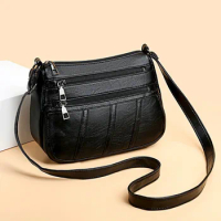 Women Leather Shoulder Bag Multi-pocket Mother Female Zipper Crossbody Handbags Fashion Exquisite Shopping Bag
