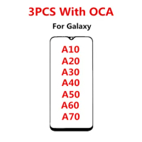 3PCS Front Screen For Samsung Galaxy A10 A20 A30 A40 A50 A60 A70 Touch Panel LCD Display Out Glass Replace Repair Parts + OCA