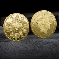 1oz silver gold plated Queen Beasts 2021 Commemorative Coin souvenir Challenge badge